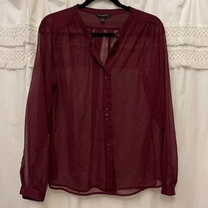 Banana Republic Maroon Sheer Blouse